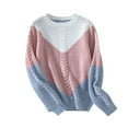 thumbnail image 4 of hotojiny Women Sweaters Cute Long Sleeve Shirts Fall Outfits Loose Fit Crewneck Pullover Fashion Color Block Stretch Tops, 4 of 4