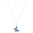 thumbnail image 4 of Juego de aretes y cadena con dije con forma de Mariposa, plata mexicana ley .925, Azul marino, 4 of 5