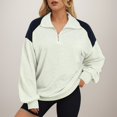 thumbnail image 2 of Futezty Quarter Zip Sweatshirts For Women 2024 Fall Fashion Long Sleeve Color Block Casual Activewear Pullover Tops, 2 of 7