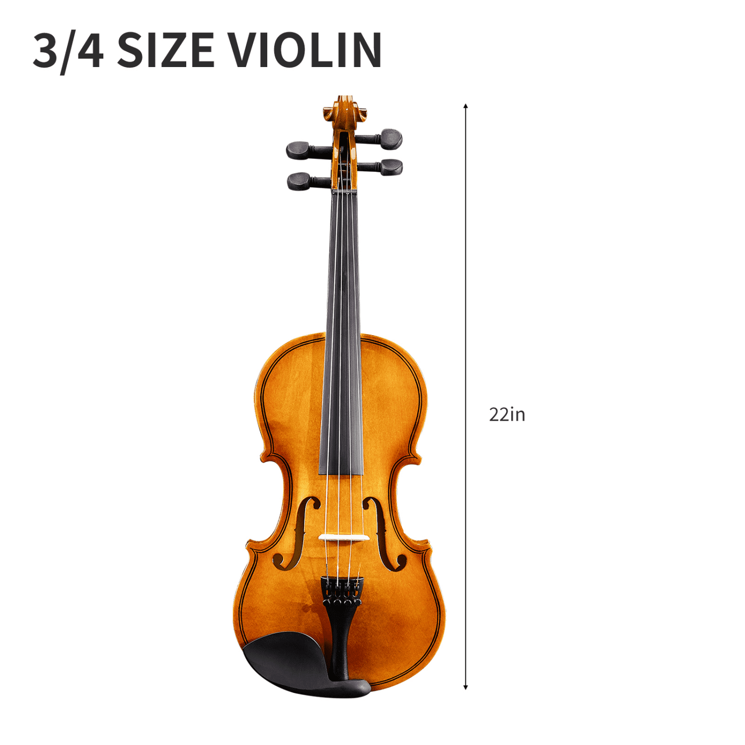 Hassch 3/4 Violin Set for Beginners with Hard Case, Rosin, Shoulder Rest, Bow, Sourdine and Extra Strings, Natural