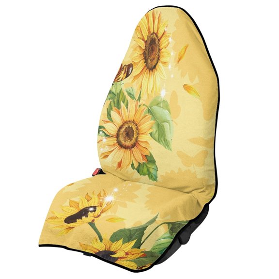 Chririnla Car Seat Towel Cover Waterproof, Compatible with Van Truck Seat, Terry Cloth Car Seat Cover Fit for Trucks Vans(Sunflowers Theme 1pc)