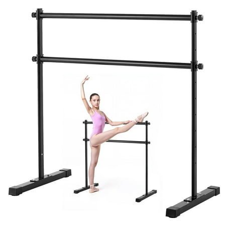 VEVOR Ballet Barre, 4 Ft Double Barre Bar for Home, Freestanding Portable Ballet Stretching Dance Bars, Height Adjustable Anti-Wobble Fitness Studio Equipment, for Pilates Balance Workout
