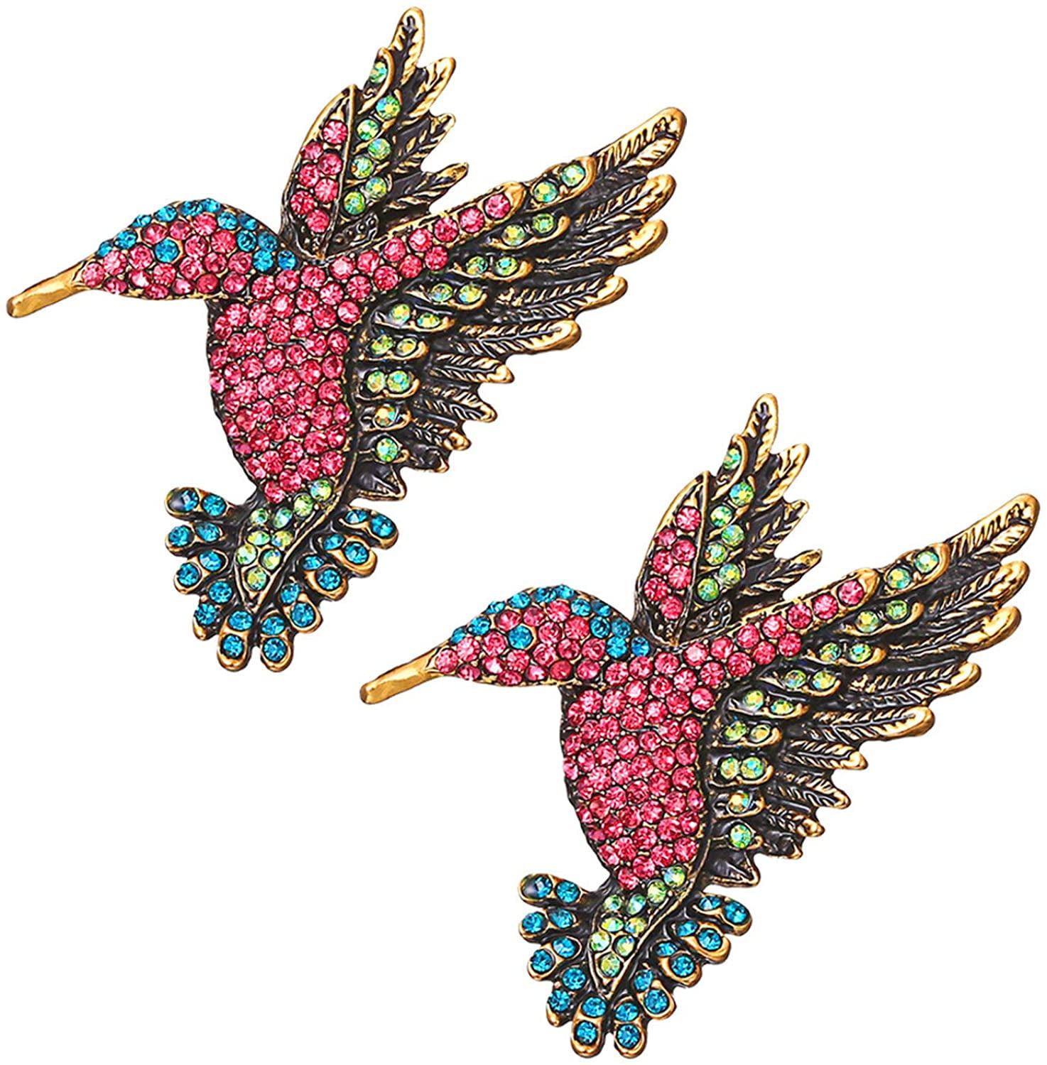 RINHOO FRIENDSHIP Cute Birds Brooches Pin Crystal Oil Painting Enamel Hummingbird Swallow Colorful Bird Shape Corsage 