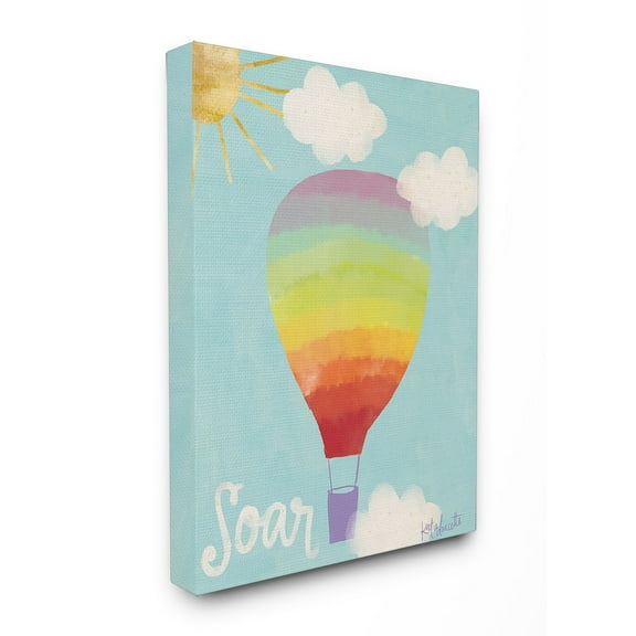 The Kids Room by Stupell Soar Rainbow Hot Air Balloon XXL Stretched Canvas Wall Art, 30 x 1.5 x 40
