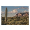 thumbnail image 1 of Saguaro Cutting Board, Mountain State Park with Non Spiral Sided Leaf Aleo Storage Landscape Photo, Decorative Tempered Glass Cutting and Serving Board, Large Size, Brown Blue Green, by Ambesonne, 1 of 1