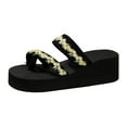 thumbnail image 1 of DAFEI Casual Slope Heel Thick Bottom Slippers Open Toe Fashion Flip Flops Flower Decoration Beach Slippers, 1 of 8