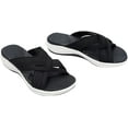 thumbnail image 1 of Product Up-gradation-Stretch Cross Orthotic Slide Sandals Woman Sandals Summer Slippers (black), 1 of 3