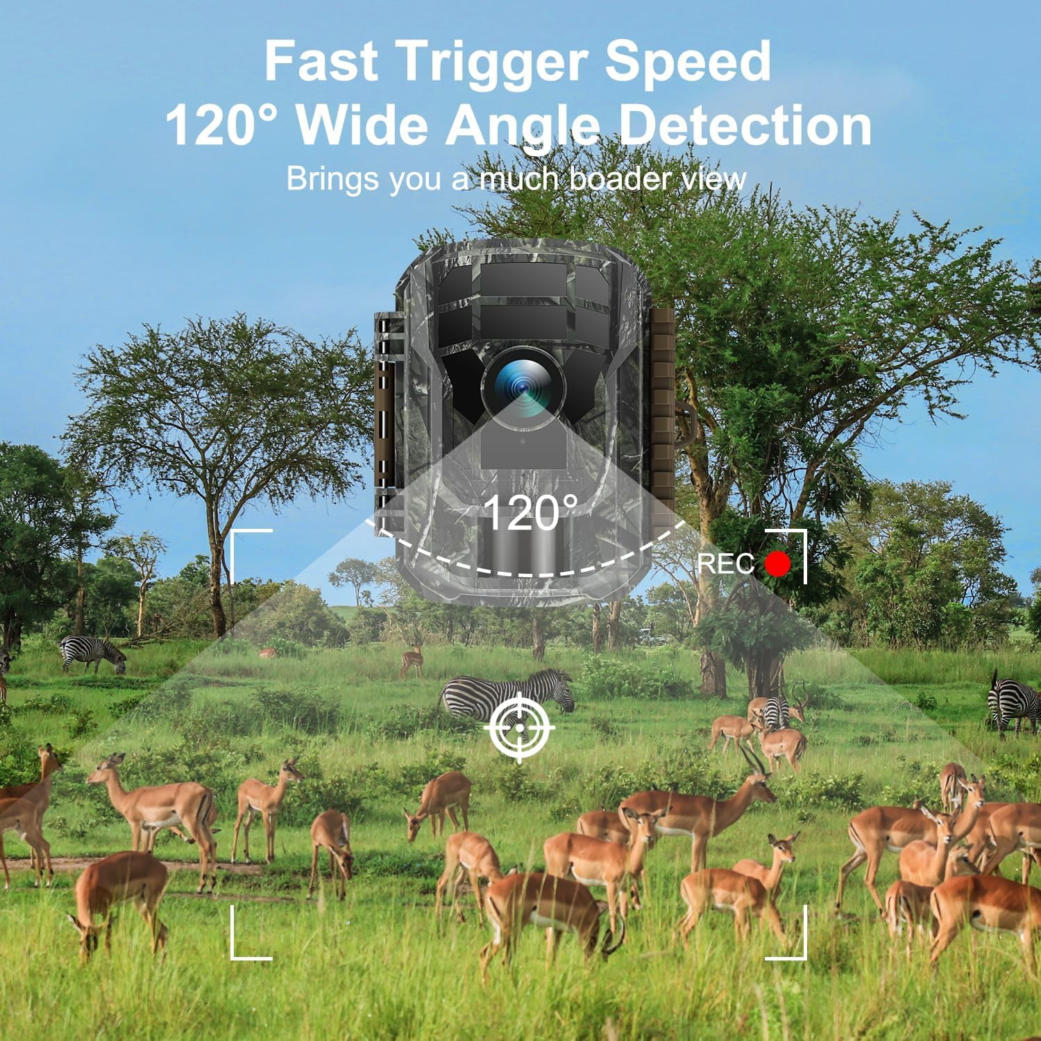 CAMPARK Trail Camera with 32G SD Card 36MP 2K Hunting Camera with Night Vision Motion Activated IP66 Waterproof, 120° Wide-Angle Trail Cam Small for Wildlife Scouting
