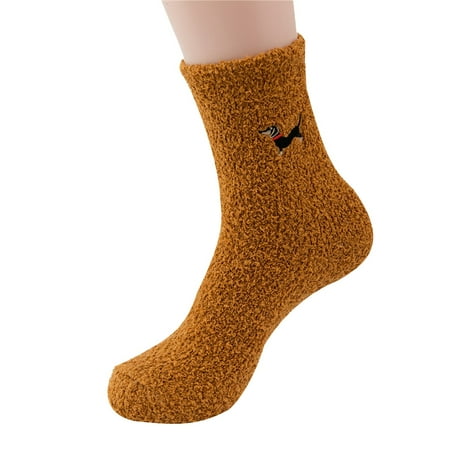 

10 pairs Winter Solid Color Coral Velvet Plush Warm Socks Home Socks Dog Printing funny socks Color random