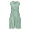 thumbnail image 6 of Women Eyelet Beach Dress: V-Neck Button-Down Sundress with Pockets, Lightweight Knee Length Sleeveless Summer Dress, 6 of 9