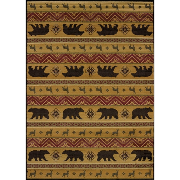 Designer Home Regal Area Rug 750-03353 Nordic Bear Spice Elk Bears 7' 10" x 10' 6" Rectangle