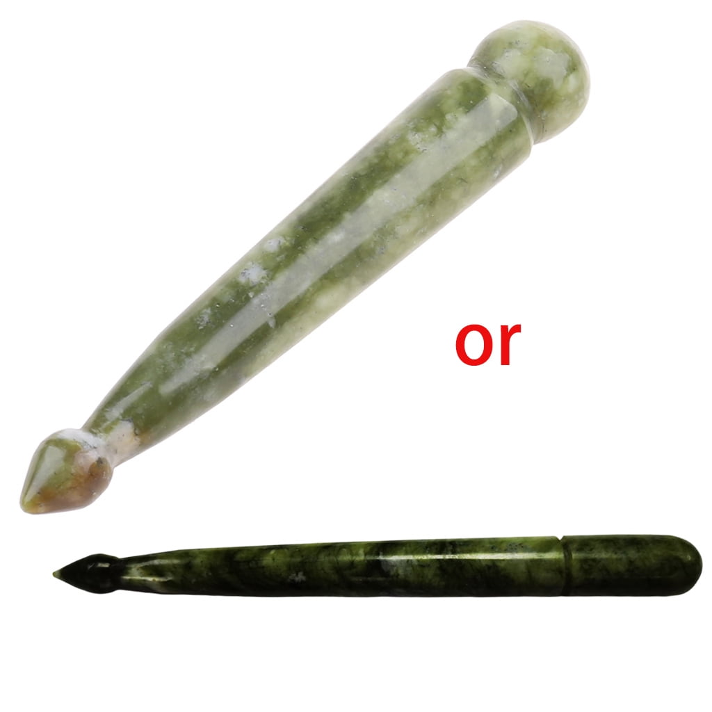 Natural Jade Stone Massage Stick Gua Sha Scraping Tool Facial Neck Arm Body Acupunture Therapy Point Treatment Wand Reflexology Relieve Muscle Soreness
