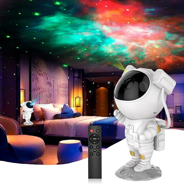 Proyector de luz de noche estrellada ajustable de 360°, proyector de estrella de astronauta para niños, luz de galaxia con temporizador y control remoto, para bebés/adultos/dormitorio
