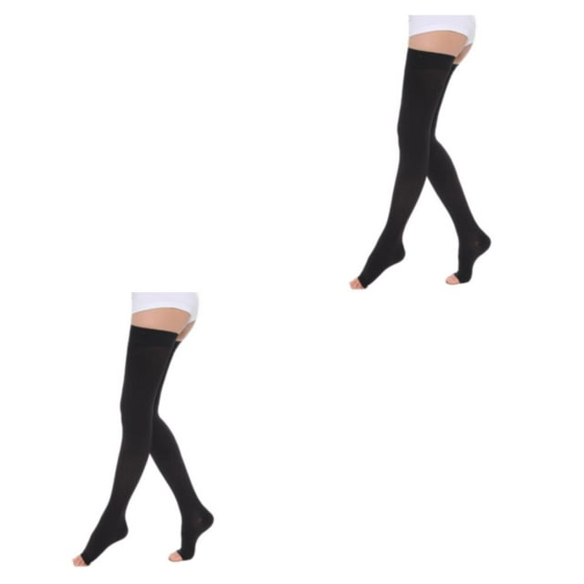 Wweixi Comfortable And Soft Compression Stockings Stay Active Stay Comfortable Open Toe-black XL 2Set