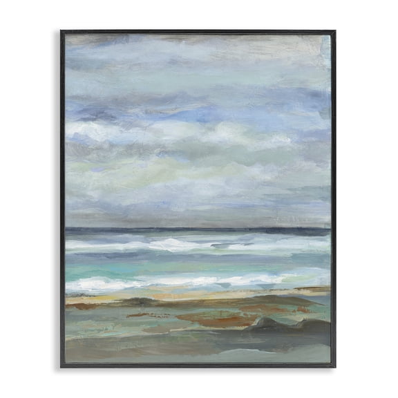 Stupell Industries Coastal Traditional Cloudy Seashore Black Framed Giclee Art, 11 x 14, by Silvia Vassileva