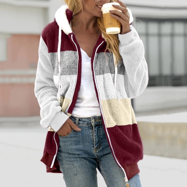 Pntutb Moda Mujer Cremallera Cuello en V Jersey tops Blusa de manga larga con capucha Sudadera Pntutb Pntutb-3500