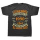 thumbnail image 1 of Camiseta de 34 cumpleaños, leyendas vintage nacidas en 1990, camisetas de 34 años, ropa urbana de algodón con gráficos, regalos de manga corta, camiseta de verano, 1 of 7