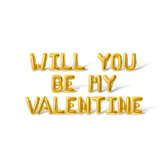 Letter Balloons - WILL YOU BE MY VALENTINE 16" Inch Alphabet Letters Foil Mylar Balloon Valentine's Day Party Banner (Gold)