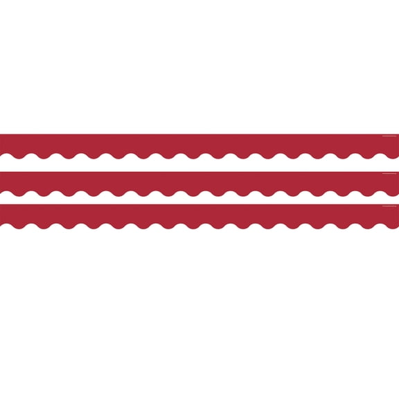 Teacher Created Resources Cranberry Red Scalloped Border Trim, 35 Feet Per Pack, 3 Packs