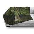 thumbnail image 2 of Tree Soft Flannel Fleece Throw Blanket, Dark Forest Scene of a Nature Silhouette Fine Art Painting Print Art, Cozy Plush for Indoor and Outdoor Use, 70" x 90", Evergreen and Lime Green, by Ambesonne, 2 of 5