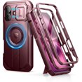 thumbnail image 1 of Pour iPhone 16 Pro Max Étui Magnétique avec Cache Coulissant pour Caméra & Support Réglable & Protecteur d'Écran Intégré, Étui Pare-Chocs Robustes - Noir Nuit, Rouge Vin, 1 of 5