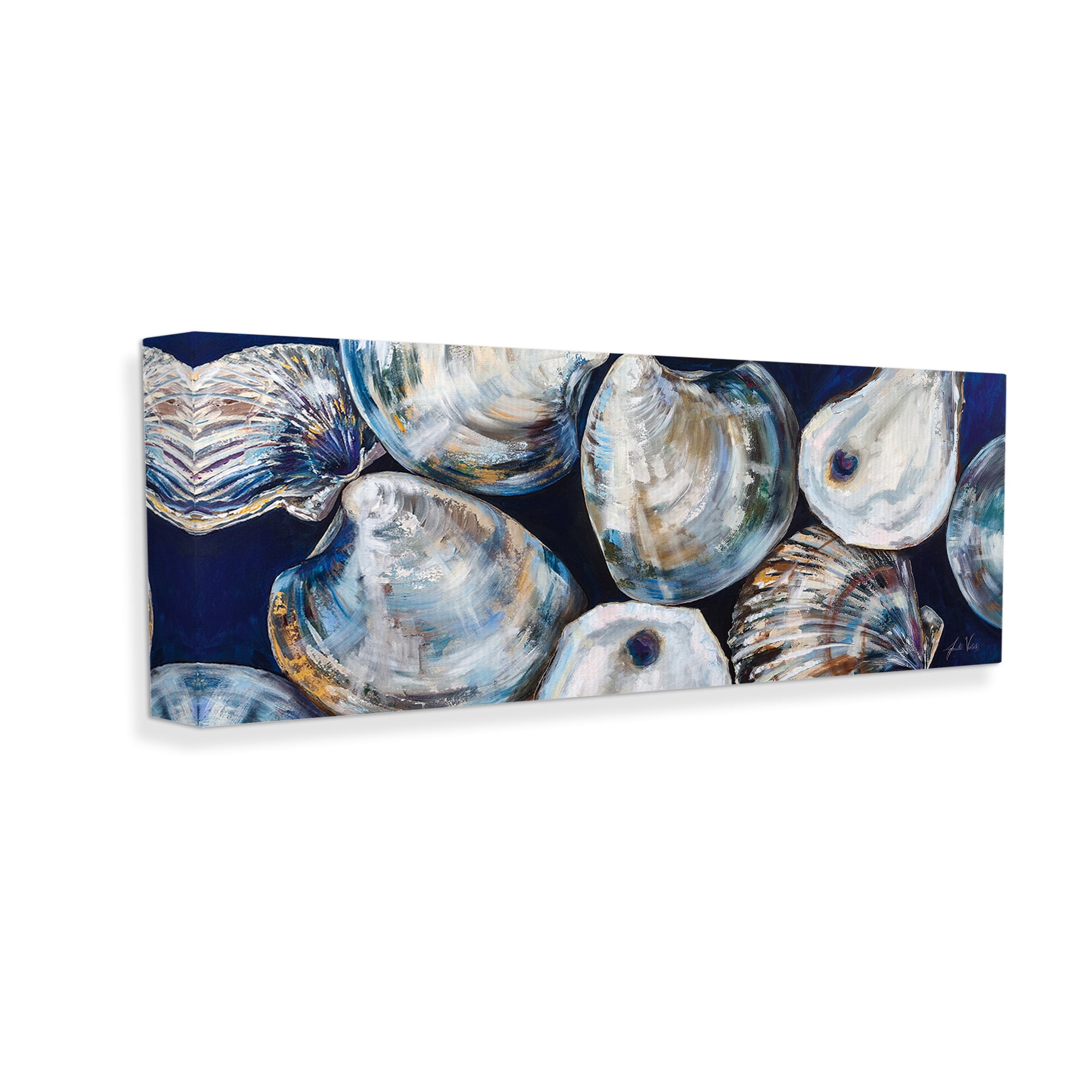 Stupell Industries Various Sea Clams Animals & Insects Painting Gallery Wrapped Canvas Art Print Wall Art, 40 x 17
