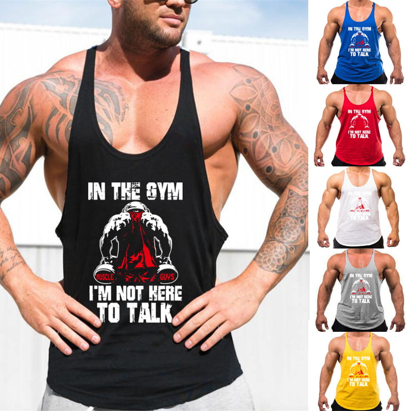 Men Stringer Bodybuilding Gym Tank Top Sleeveless Workout Shirt Fitness T Shirts
