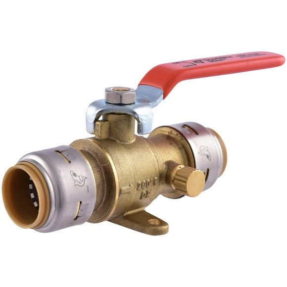 SharkBite Max 3/4 Inch Ball Valve with Drain Vent and Mounting Bracket, Push to Connect Brass Plumbing Fitting, PEX Pipe, Copper, CPVC, PE-RT, HDPE, UR24616A