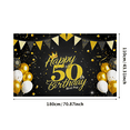 thumbnail image 3 of Black Background Happy 50th Birthday Banner with Golden Crown Balloons and Bunting Decors for Birthday Party Photography Props Backdrop Supplies, 3 of 8