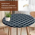 thumbnail image 5 of Moroccan Round Fitted Table Cover Navy Blue Geometric Farmhouse Abstract Modern Waterproof Table Cloth with Elastic Edge Wipeable Tablecloth for Picnic Camping Party Fits 36"-44" Diameter, 5 of 8
