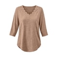 thumbnail image 3 of Kezqiaxn 3/4 Length Sleeve Womens Tops Fall V-Neck Loose Casual Shirts Business Dressy Work Blouses Fashion Clothing, 3 of 7
