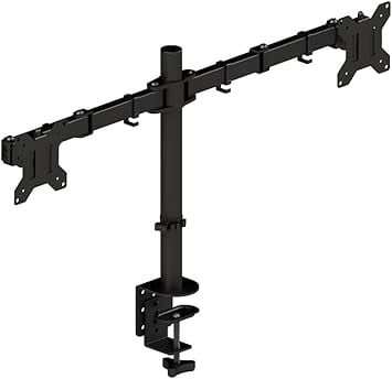 OptiLite Dual Monitor Arm, Adjustable Desk Mount with Swivel and Tilt, Black Aluminum
