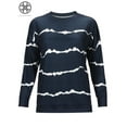 thumbnail image 6 of Luxtrada Women's Casual Crewneck Sweatshirt Long Sleeve Striped T Shirt Loose Side Split Pullover Tops, 6 of 8