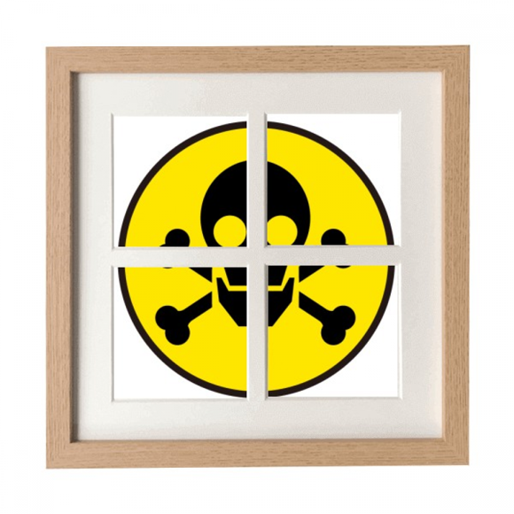 Danger Checal Toxic skull Symbol Frame Wall Tabletop Display 4 Openings Picture
