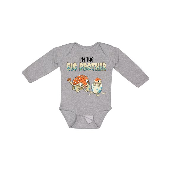 Inktastic I'm the Big Brother Ankylosaurus Bros Boys Long Sleeve Baby Bodysuit