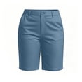 thumbnail image 4 of hoksml Women's Bermuda Chino Shorts - Stretch Fabric with Button Closure and Pockets, Casual Work Shorts, 4 of 6