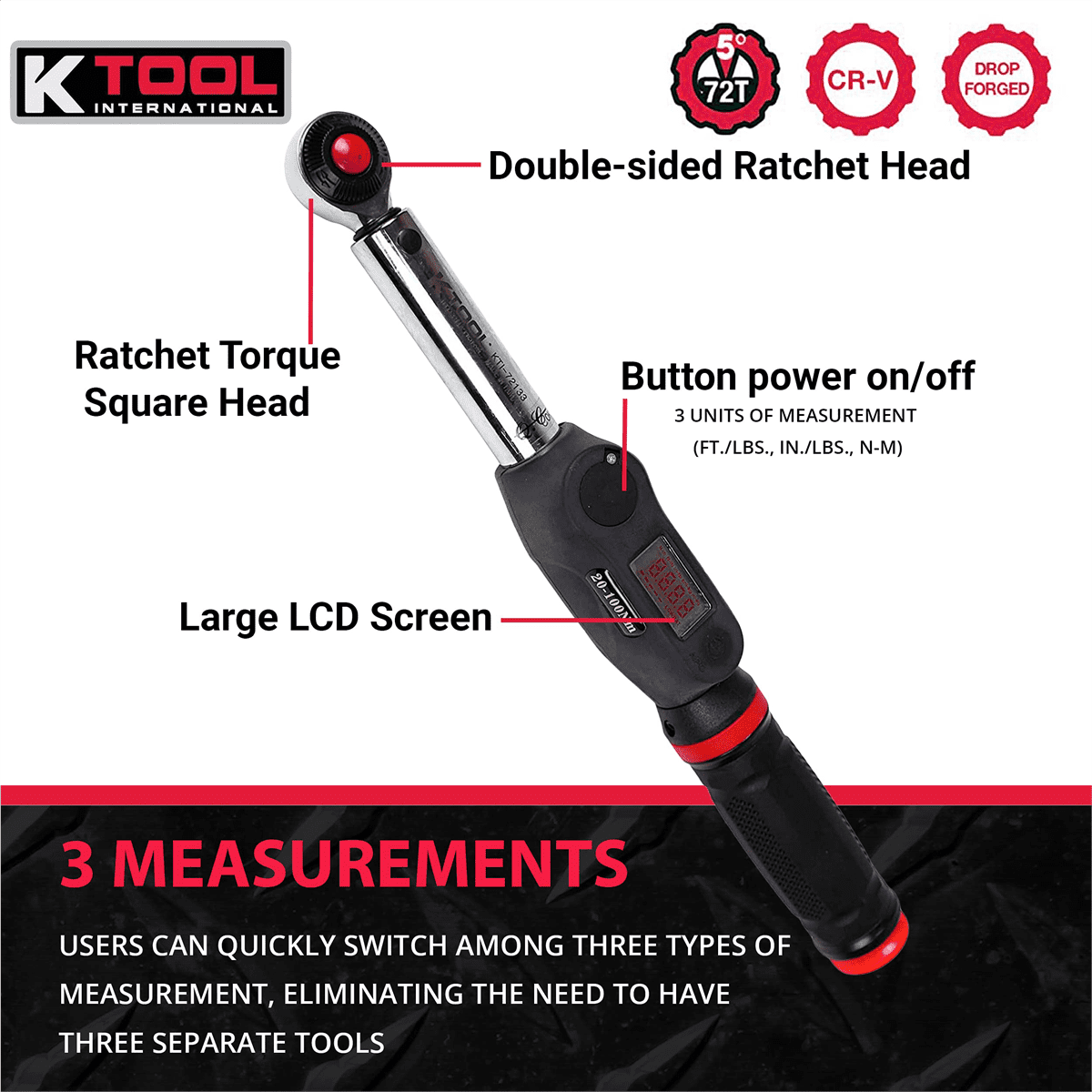 K-Tool 72133 3/8-" Drive Digital 15" Torque Wrench