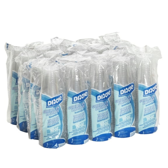 Dixie® Disposable Plastic Cold Cups, 10 Fl. Oz., Clear, 25 Cups/Sleeve, 20 Sleeves/Case (500 Cups Total)