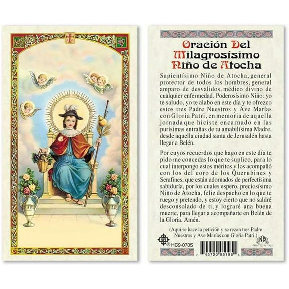 Oracion al Santo Nino de Atocha Laminated Prayer Cards - Pack of 25- Espanol