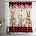 thumbnail image 5 of Easter Bunny Eggs Shower Curtain Set, Waterproof Shower Curtains for Bathroom, Spring Flowers Rabbits Retro Red Black Plaid Washable Fabric Bath Curtain for Bathtub Decoration with Hooks 72x78 Inches, 5 of 9