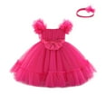 thumbnail image 2 of Delliss Toddler Girl Tulle Dress Ruffle Sleeve Sundress 6M-3Y Wedding Pageant Ceremony Birthday Party Evening Tutu Dresses, 2 of 5