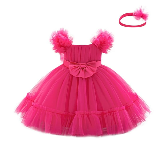 Toddler Girls Tutu Dress Summer Mesh Tiered Party Dresses Cute Princess Tulle Sundress with Headband 6M-3Y