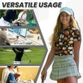 thumbnail image 6 of COEQINE Women 1/4 Zip Golf Shirts Short Sleeve Cooling Bowling Shirt Maple Leaf and Pumpkin Black Print Quick Dry Fit Golf Tops Workout Moisture Wicking Polo Shirts, L, 6 of 7