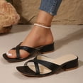 thumbnail image 6 of Bibifish Womens Block Heel Mule Sandals Square Toe Crisscross Band Smooth Upper Slip On Slide Open Toe Summer Evening Wear Ladies Sandals, 6 of 8