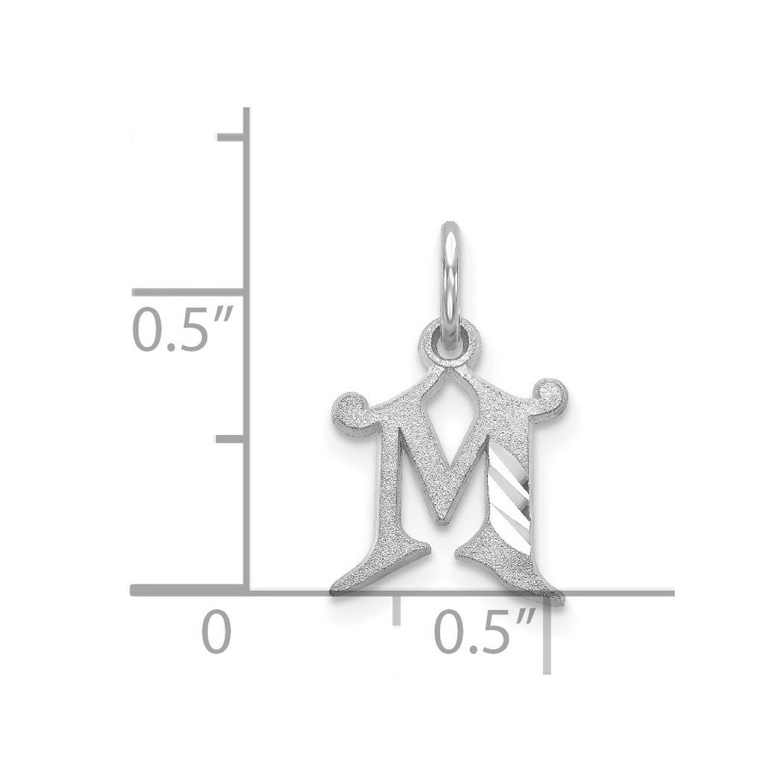 Finest Gold 14K White Gold Diamond-Cut Letter M Initial Charm