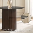 thumbnail image 6 of 42" Round Marble Top Dining Table with Fluted Solid Wood Base, Sintered Stone Dining Table for 4, Modern Kitchen & Breakfast Nook, 6 of 7