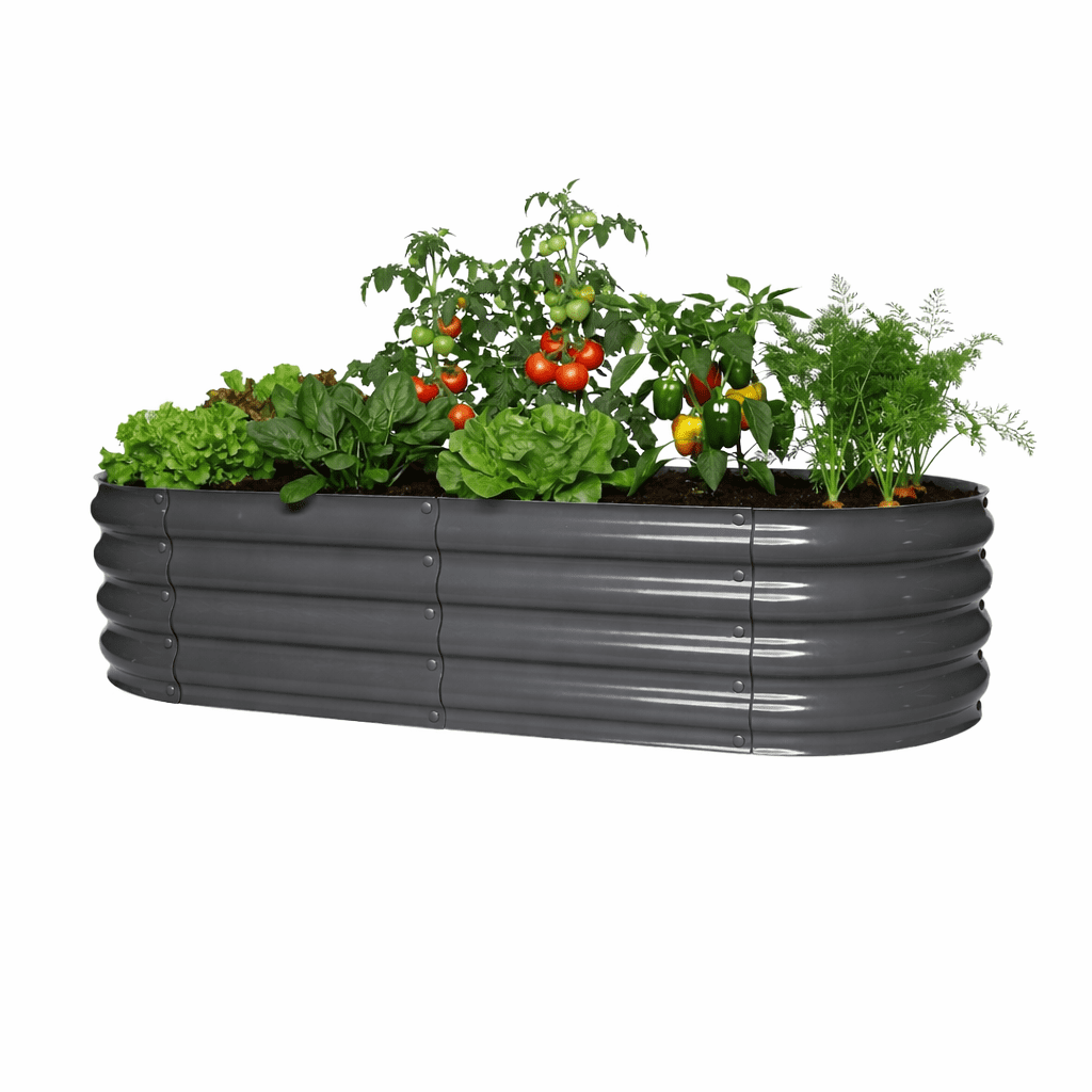 NuVue Products RIGID-Cast 4-in-1 Outdoor Gray Modular Raised Garden Bed – 14" High with 4 Configurations