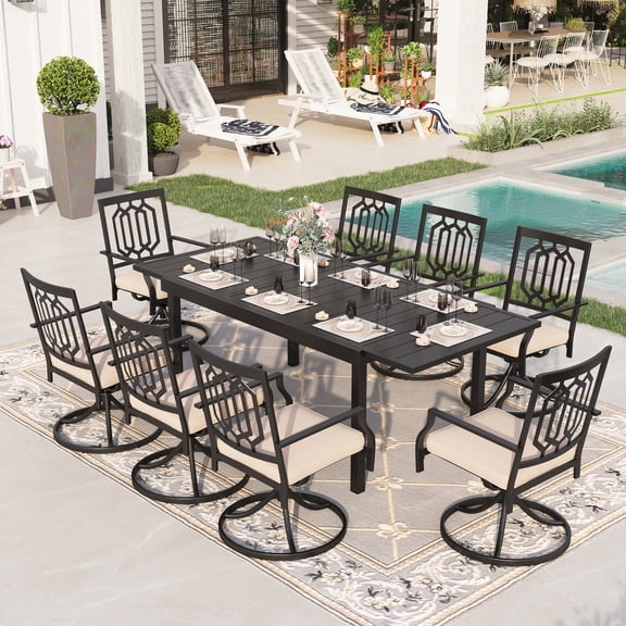 Sophia & William 8Pcs Outdoor Patio Dining Set Swivel Chairs and Extendable Table Set