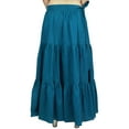 thumbnail image 2 of Bimba Women's Casual Wear Solid Crinkle Tiered Cotton Wrap Skirt- Teal Blue, 2 of 6