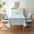 thumbnail image 4 of Dongrere Light Blue White Plaid Ruffled Table Cloth, Rectangle Tablecloth, Table Cover for Dining Room Kitchen Decor, 78.7x59 Inch, 4 of 6